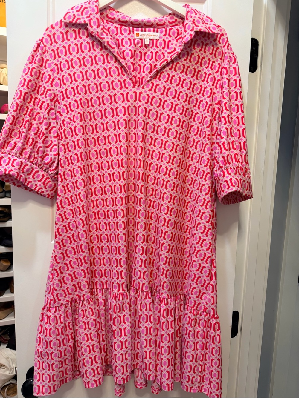 Jude Connally  XL Pink Geometric Shift Dress